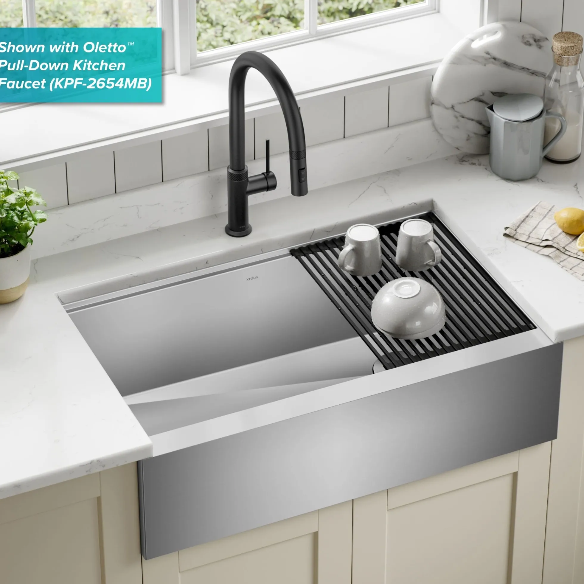 33" Modern Farmhouse Workstation 16 Gauge Single Bowl Stainless Steel Kitchen Sink with Accessories