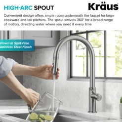 Modern Industrial Pull-Down Single Handle Kitchen Faucet in Brushed Gold