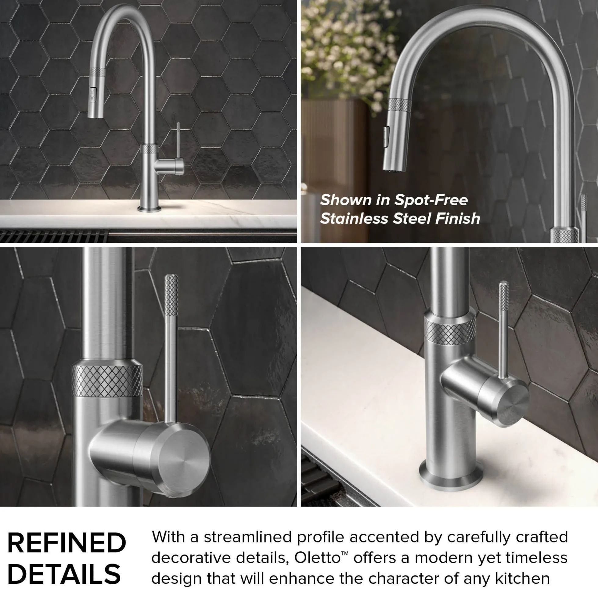 Modern Industrial Pull-Down Single Handle Kitchen Faucet in Brushed Gold
