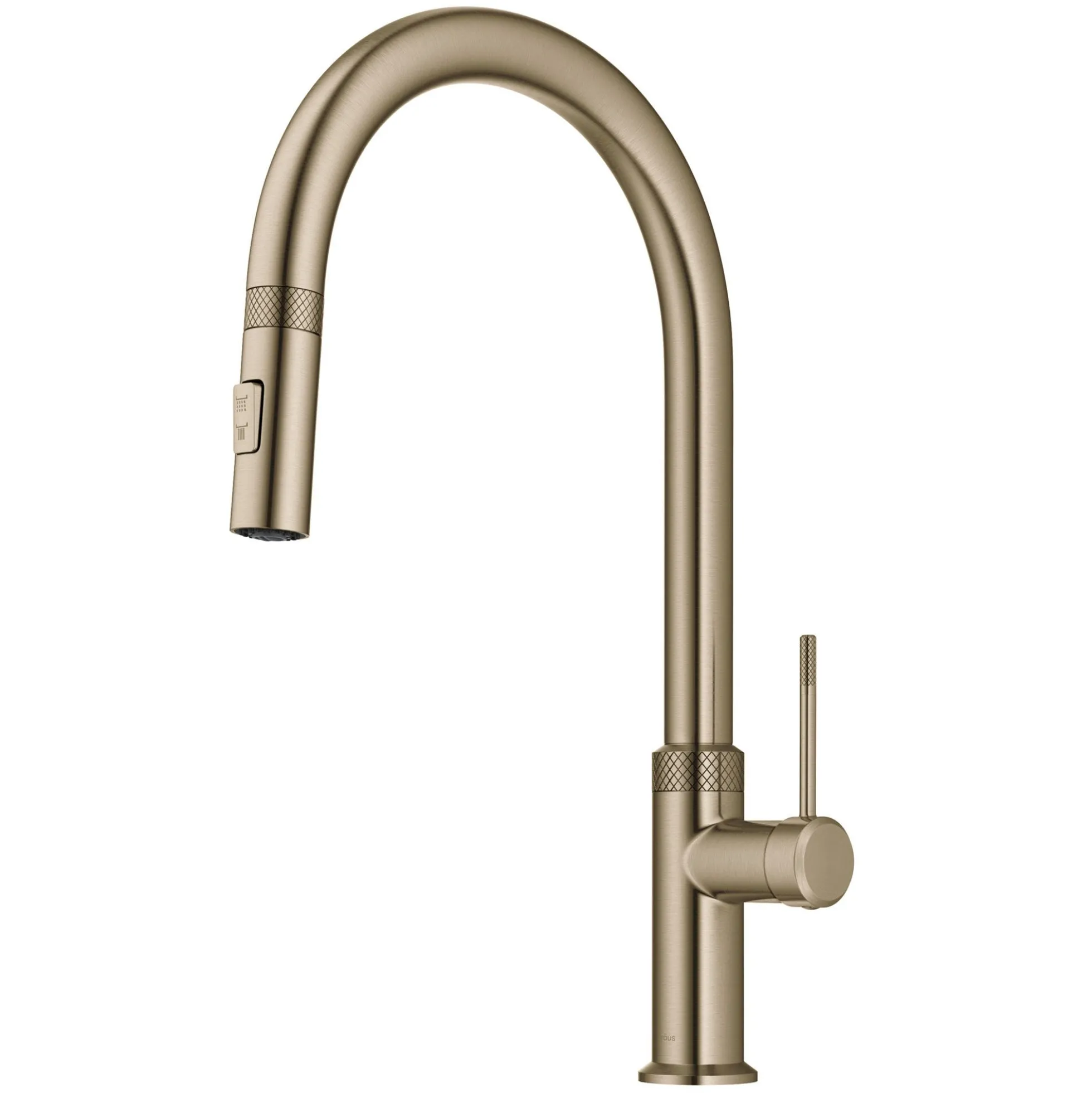 Modern Industrial Pull-Down Single Handle Kitchen Faucet in Brushed Gold