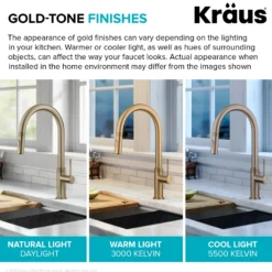 Modern Industrial Pull-Down Single Handle Kitchen Faucet in Brushed Gold