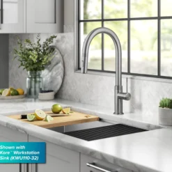 Modern Industrial Pull-Down Single Handle Kitchen Faucet in Spot Free Stainless Steel