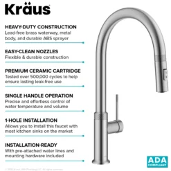 Modern Industrial Pull-Down Single Handle Kitchen Faucet in Spot Free Stainless Steel