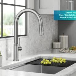 Modern Industrial Pull-Down Single Handle Kitchen Faucet in Spot Free Stainless Steel