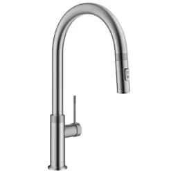 Modern Industrial Pull-Down Single Handle Kitchen Faucet in Spot Free Stainless Steel