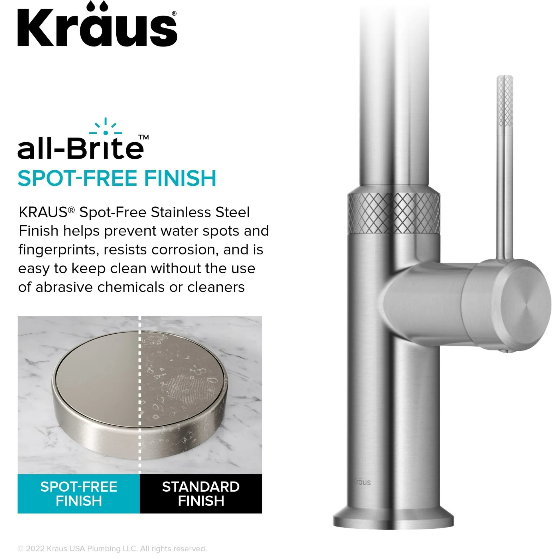 Modern Industrial Pull-Down Single Handle Kitchen Faucet in Spot Free Stainless Steel