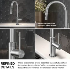 Modern Industrial Pull-Down Single Handle Kitchen Faucet in Spot Free Stainless Steel