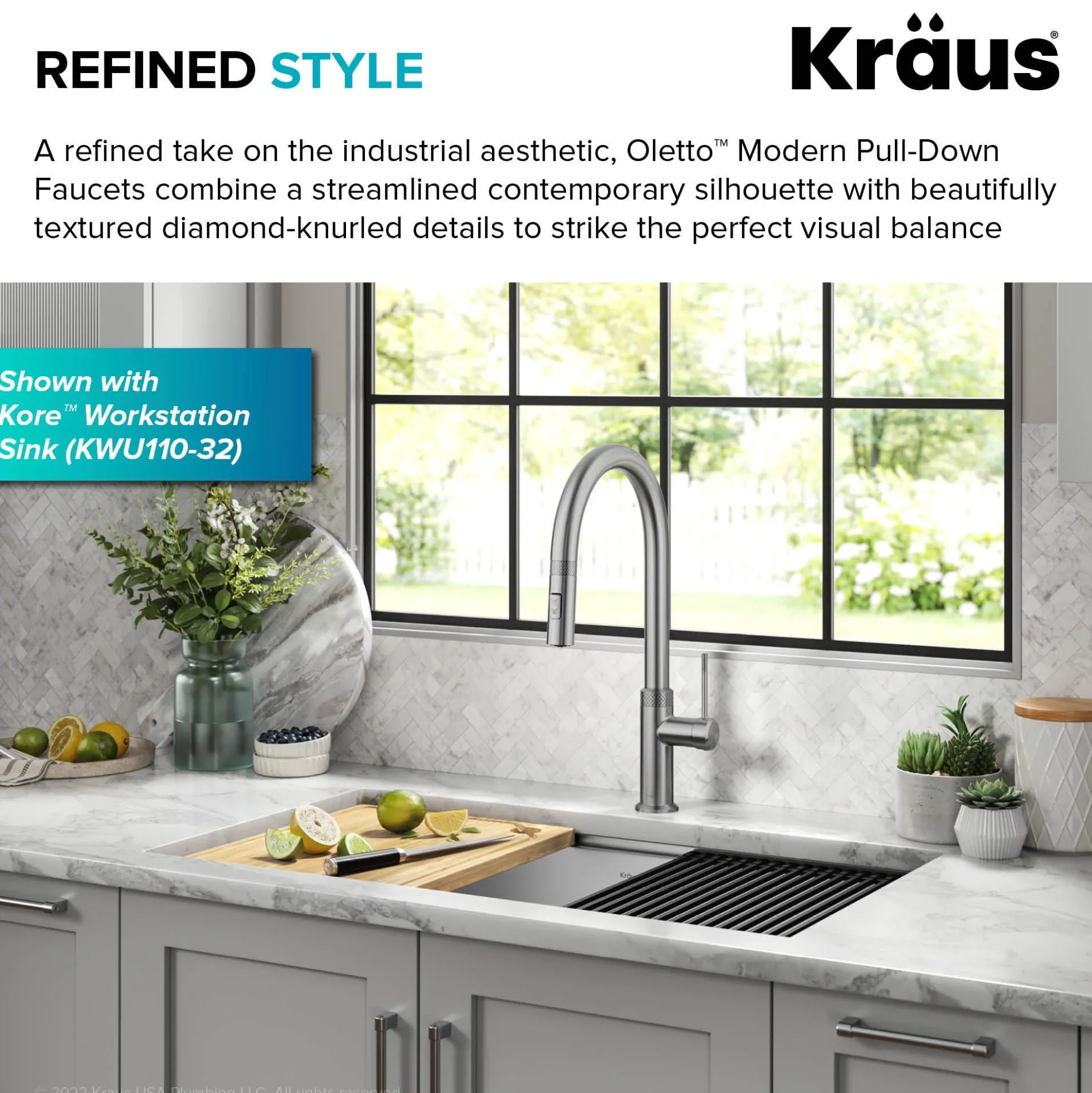 Modern Industrial Pull-Down Single Handle Kitchen Faucet in Spot Free Stainless Steel