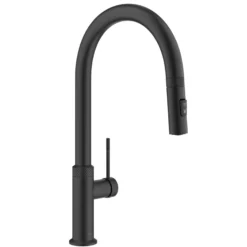 Modern Industrial Pull-Down Single Handle Kitchen Faucet in Matte Black