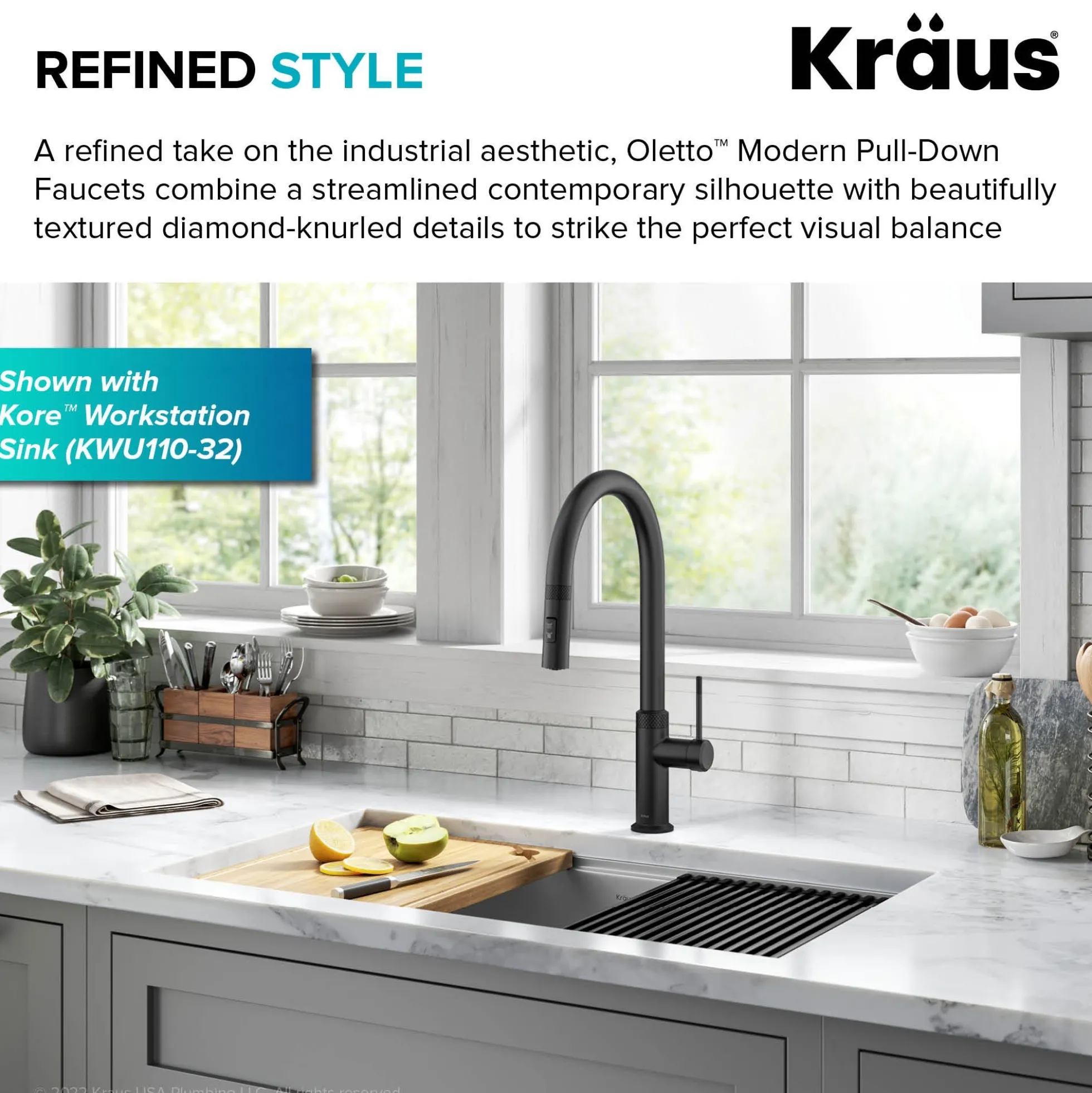 Modern Industrial Pull-Down Single Handle Kitchen Faucet in Matte Black