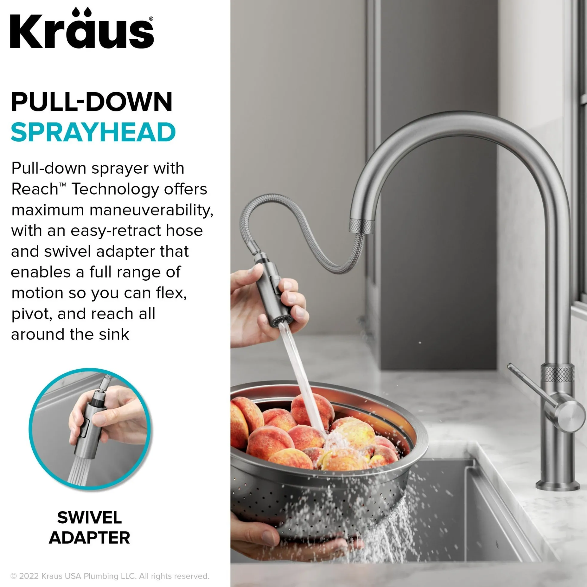 Modern Industrial Pull-Down Single Handle Kitchen Faucet in Matte Black