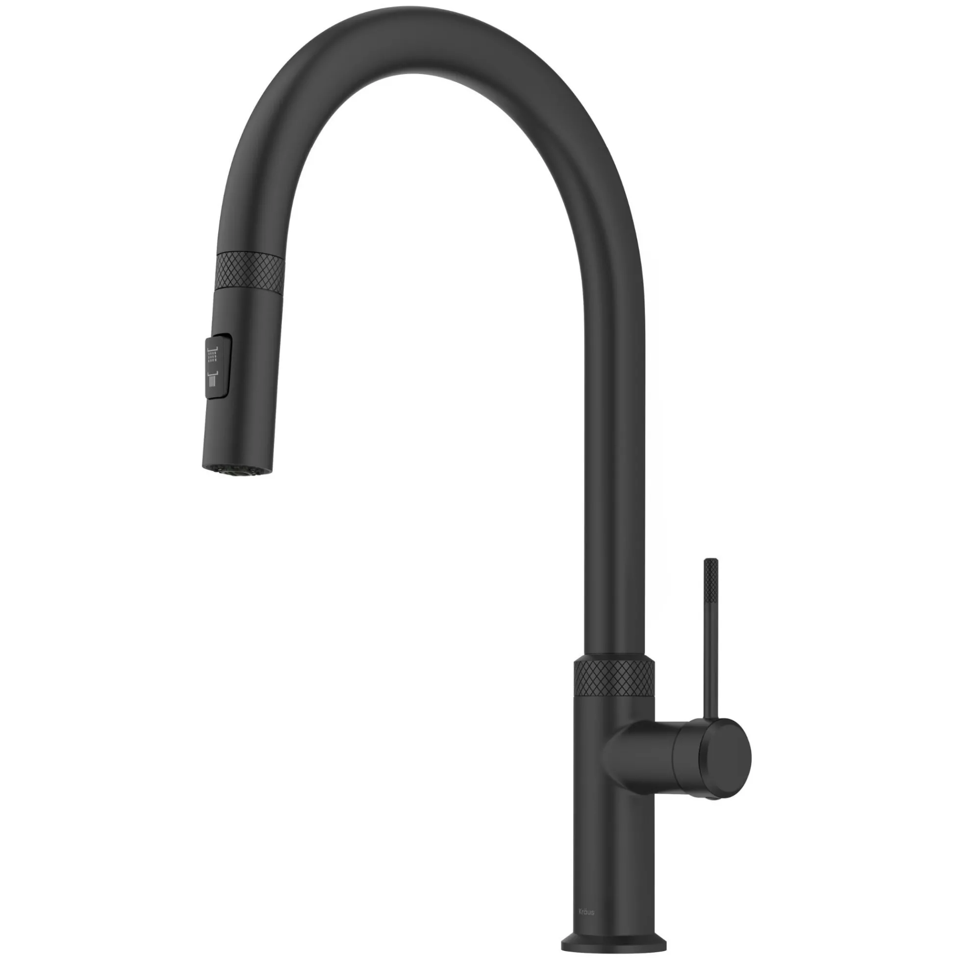 Modern Industrial Pull-Down Single Handle Kitchen Faucet in Matte Black