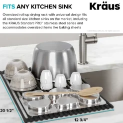 Multipurpose Over Sink Roll-Up Dish Drying Rack in Black