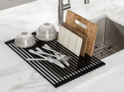 Multipurpose Over-Sink Roll-Up Dish Drying Rack in Night Black
