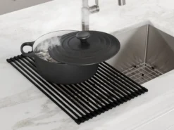Multipurpose Over-Sink Roll-Up Dish Drying Rack in Night Black