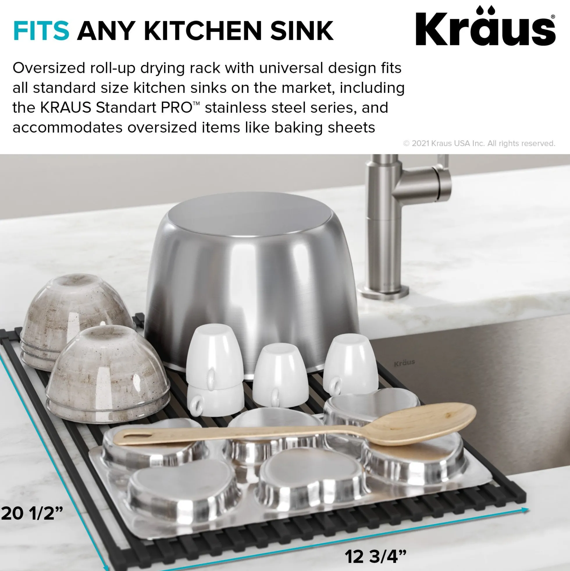 Multipurpose Over-Sink Roll-Up Dish Drying Rack in Jet Black