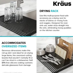 Multipurpose Over-Sink Roll-Up Dish Drying Rack in Jet Black