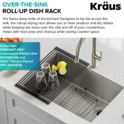 Multipurpose Over Sink Roll-Up Dish Drying Rack in Grey