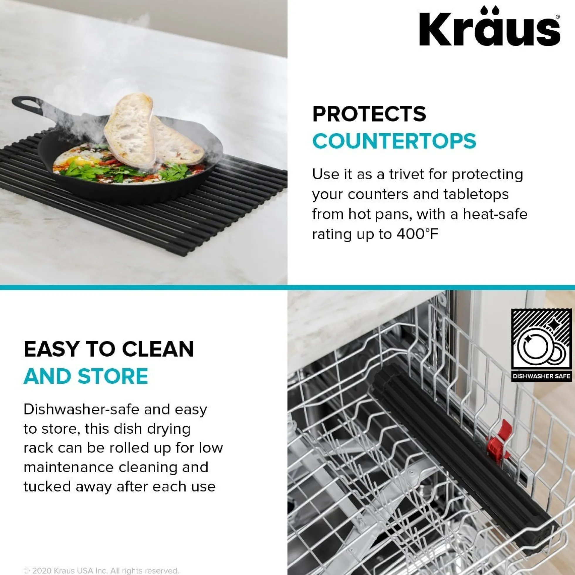 Multipurpose Over Sink Roll-Up Dish Drying Rack in Grey