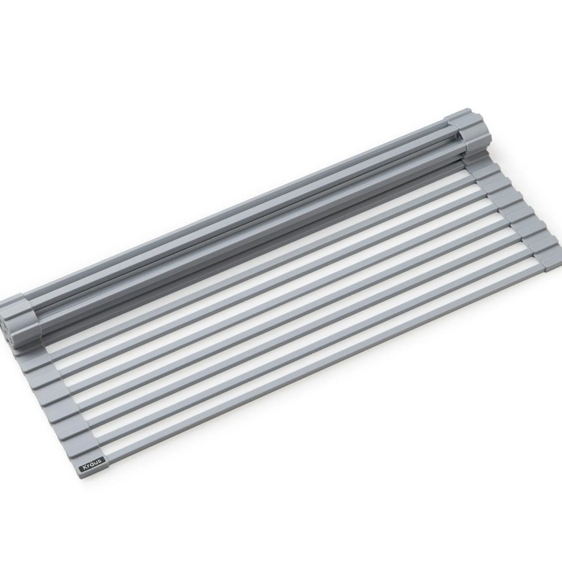 Multipurpose Over Sink Roll-Up Dish Drying Rack in Grey