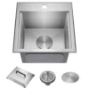15” Outdoor Drop In / Top Mount 16-Gauge Marine Grade T-316 Stainless Steel Single Bowl Workstation Kitchen Sink with Outdoor Sink Cover