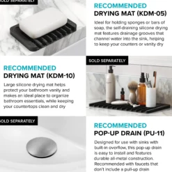 20 1/2” Oval Porcelain CeramicSelf-Rimming Drop-InTop MountBathroom Sinkin Whitewith OverflowDrain