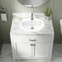 20 1/2” Oval Porcelain CeramicSelf-Rimming Drop-InTop MountBathroom Sinkin Whitewith OverflowDrain