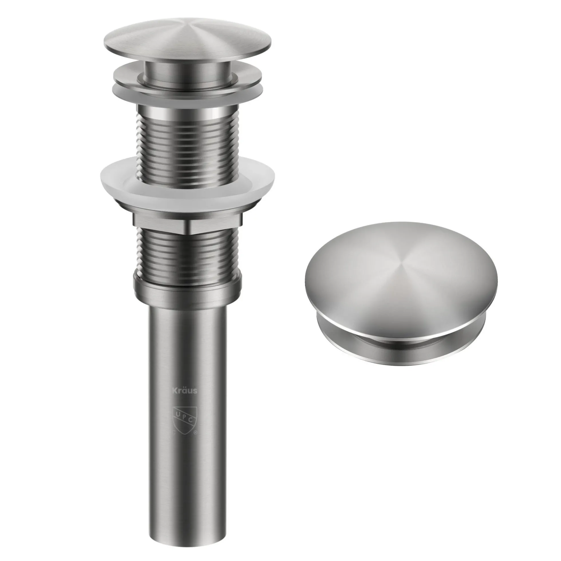 Pop-Up Drain for Bathroom Sinkwithout Overflow in Spot-Free Stainless Steel