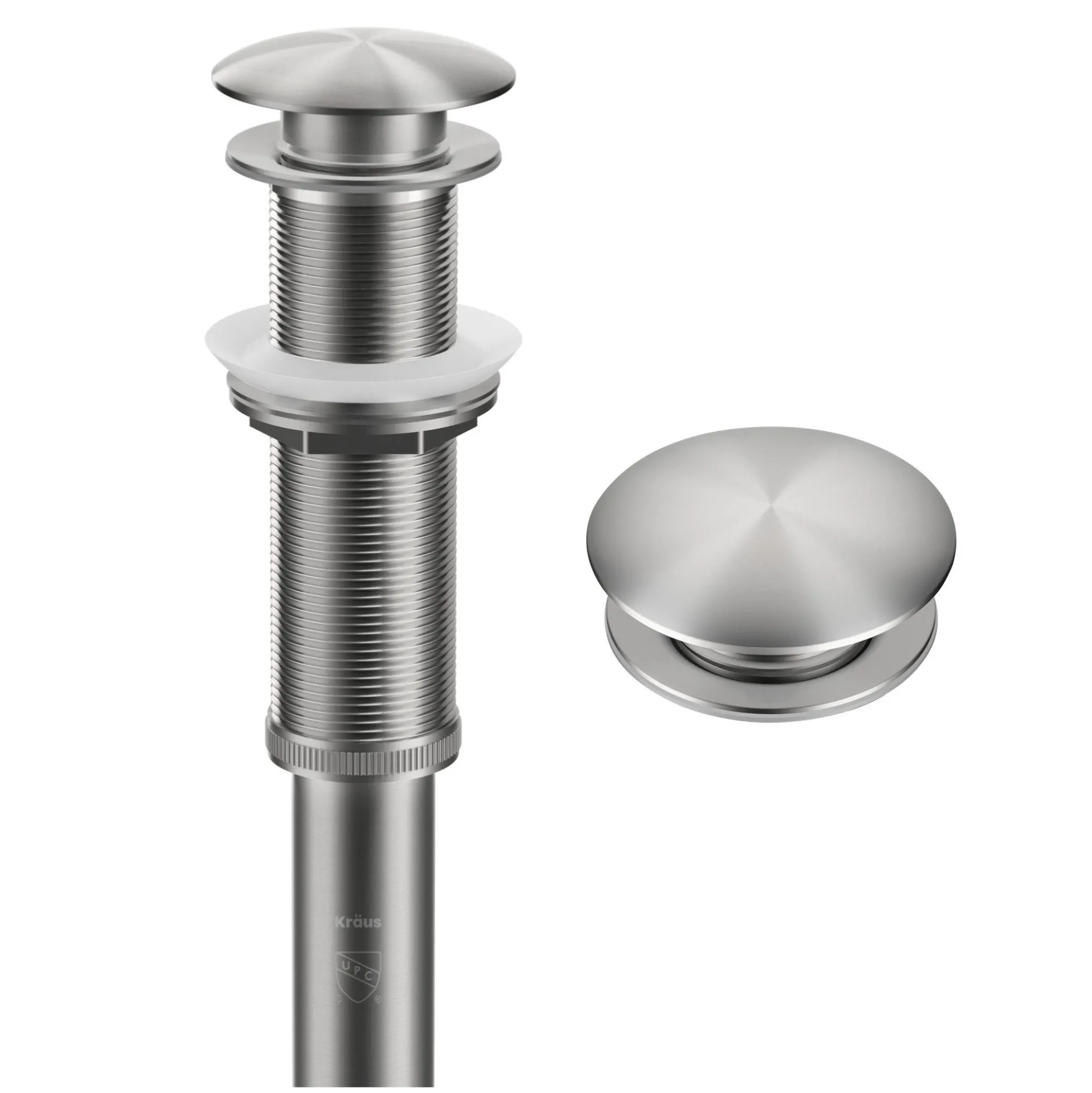 Pop-Up Drain for Bathroom Sink with Extended Threadwithout Overflowin Spot-Free Stainless Steel