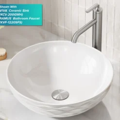 Pop-Up Drain for Bathroom Sink with Extended Threadwithout Overflow in Satin Nickel
