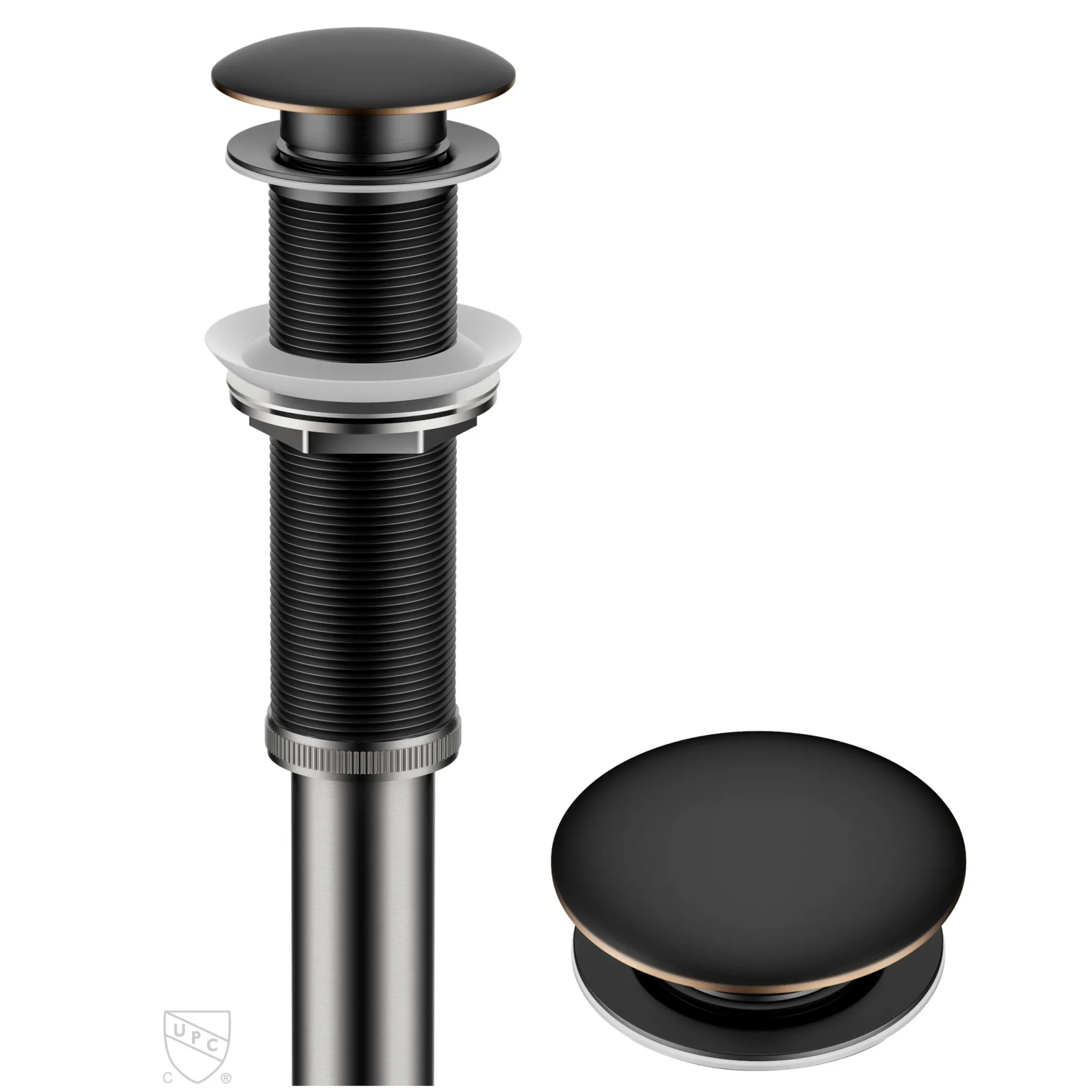 Pop-Up Drain for Bathroom Sink with Extended Threadwithout Overflow in Oil Rubbed Bronze
