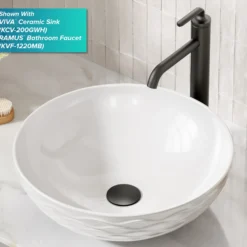 Pop-Up Drain for Bathroom Sink with Extended Threadwithout Overflow in Matte Black