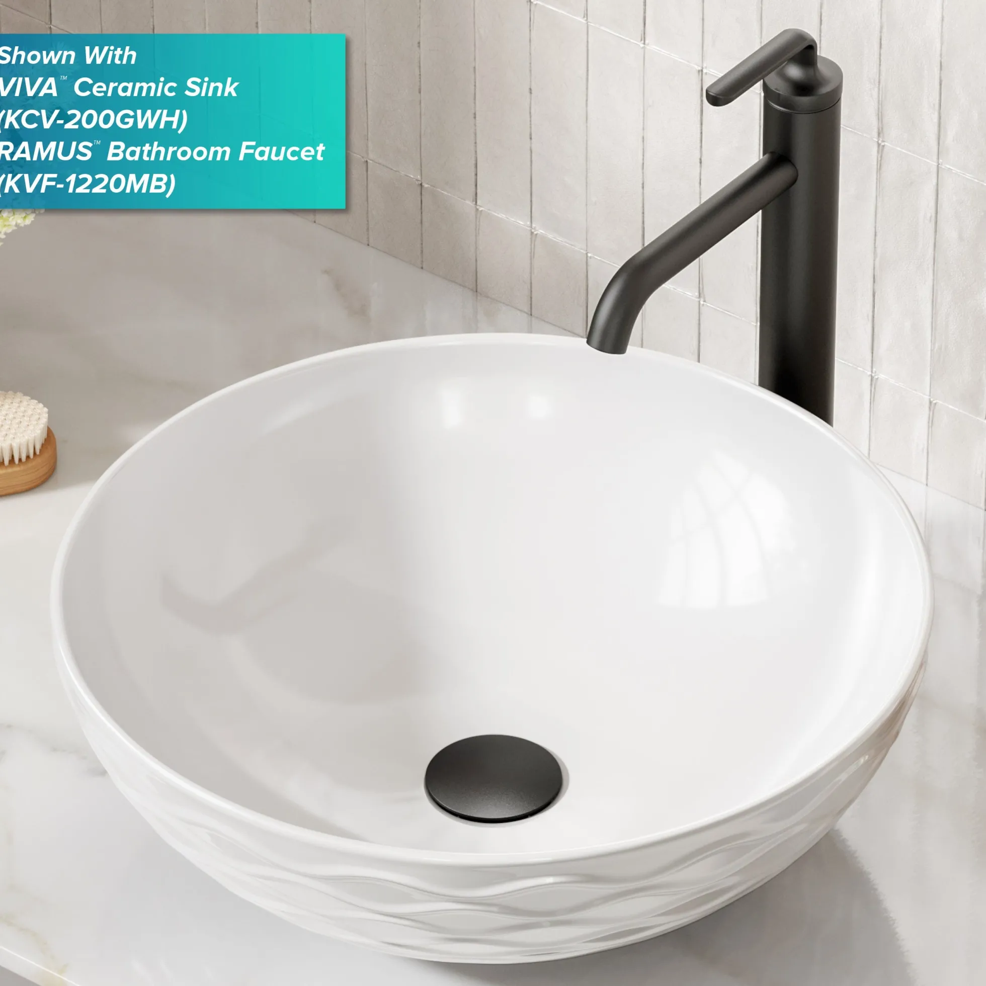 Pop-Up Drain for Bathroom Sink with Extended Threadwithout Overflow in Matte Black