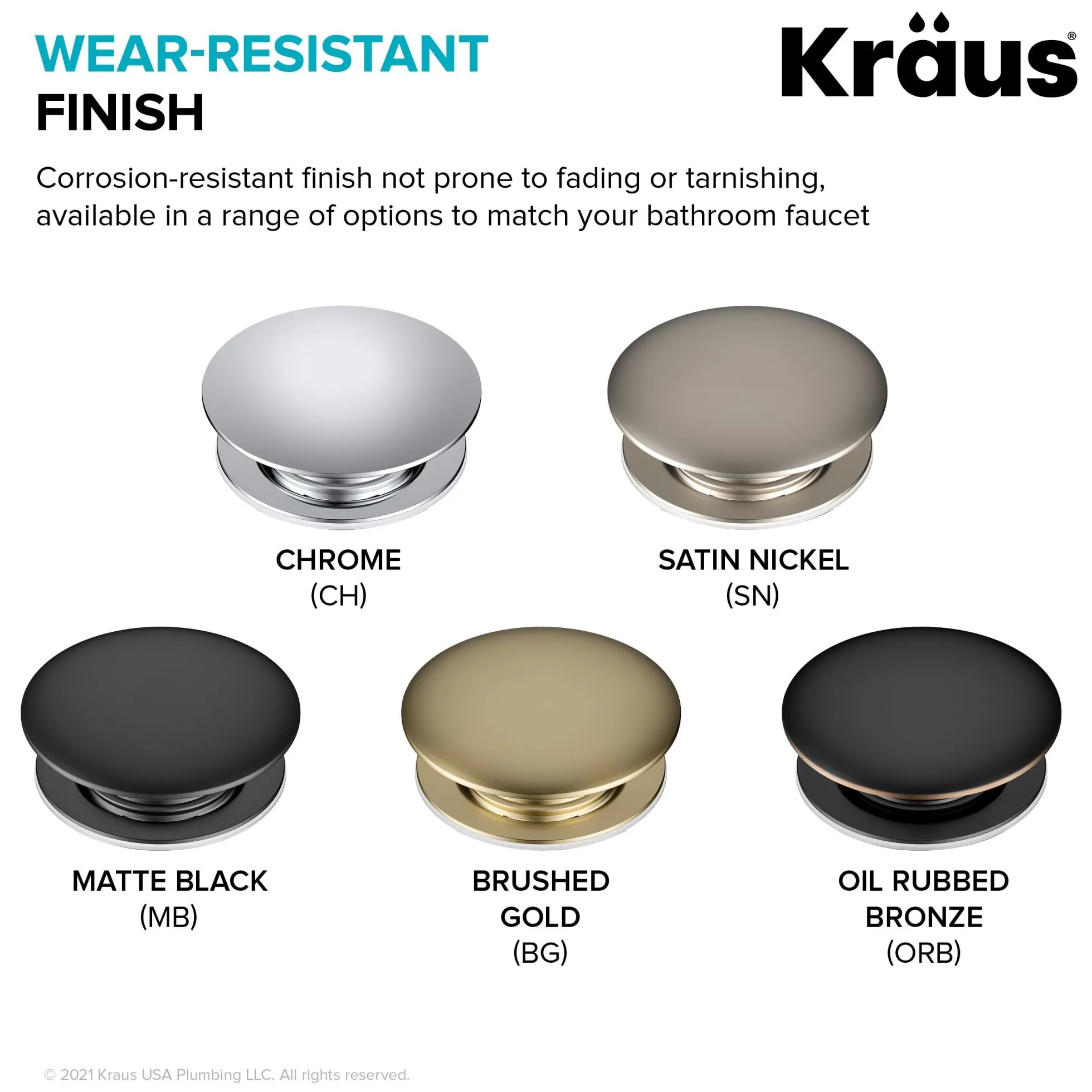 Pop-Up Drain for Bathroom Sink with Extended Threadwithout Overflow in Chrome