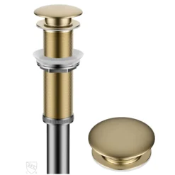 Pop-Up Drain for Bathroom Sink with Extended Threadwithout Overflow in Brushed Gold