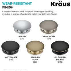 Pop-Up Drain for Bathroom Sink with Extended Threadwithout Overflow in Brushed Gold