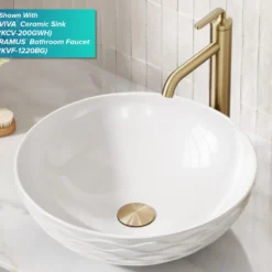 Pop-Up Drain for Bathroom Sink with Extended Threadwithout Overflow in Brushed Gold
