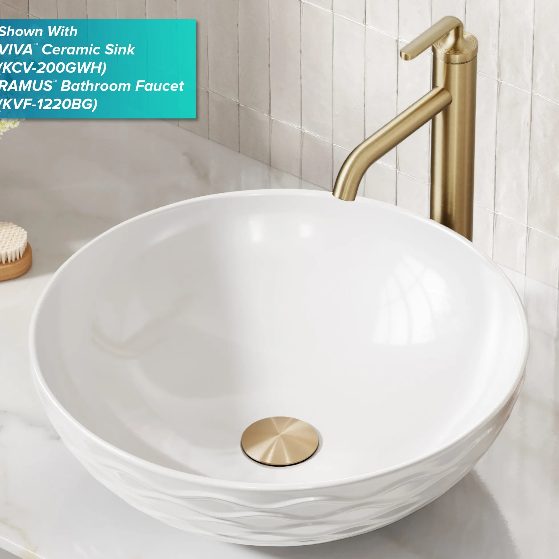 Pop-Up Drain for Bathroom Sink with Extended Threadwithout Overflow in Brushed Gold