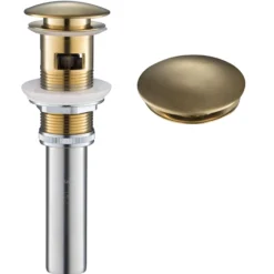 Pop-Up Drain for Bathroom Sink with Overflow in Brushed Gold