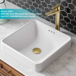 Pop-Up Drain for Bathroom Sink with Overflow in Brushed Gold