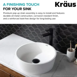 Pop-Up Drain for Bathroom Sinkwithout Overflow in Matte Black