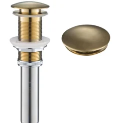 Pop-Up Drain for Bathroom Sinkwithout Overflow in Brushed Gold