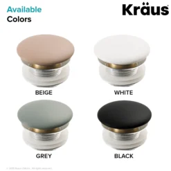 Pop-Up Drain with Porcelain Ceramic Top for Bathroom Sink without Overflow in Gloss Grey