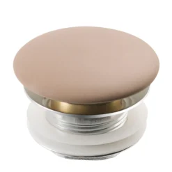 Pop-Up Drain with Porcelain Ceramic Top for Bathroom Sink without Overflow in Gloss Beige