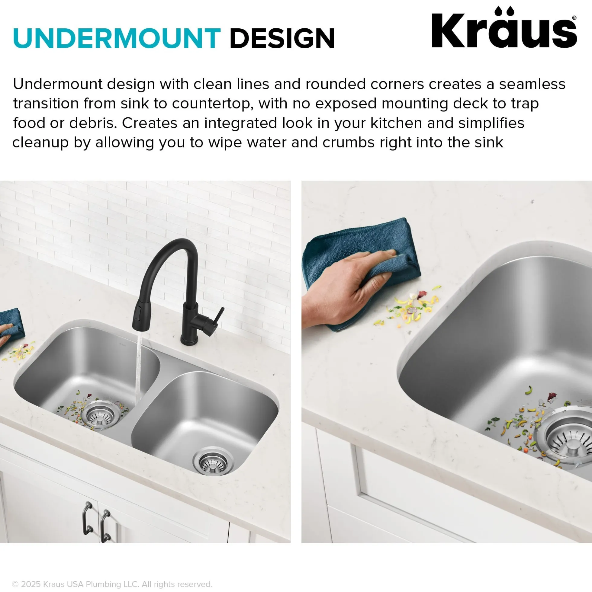 Premier 32” Undermount 50/50 Double Bowl 18-Gauge Stainless Steel Kitchen Sink