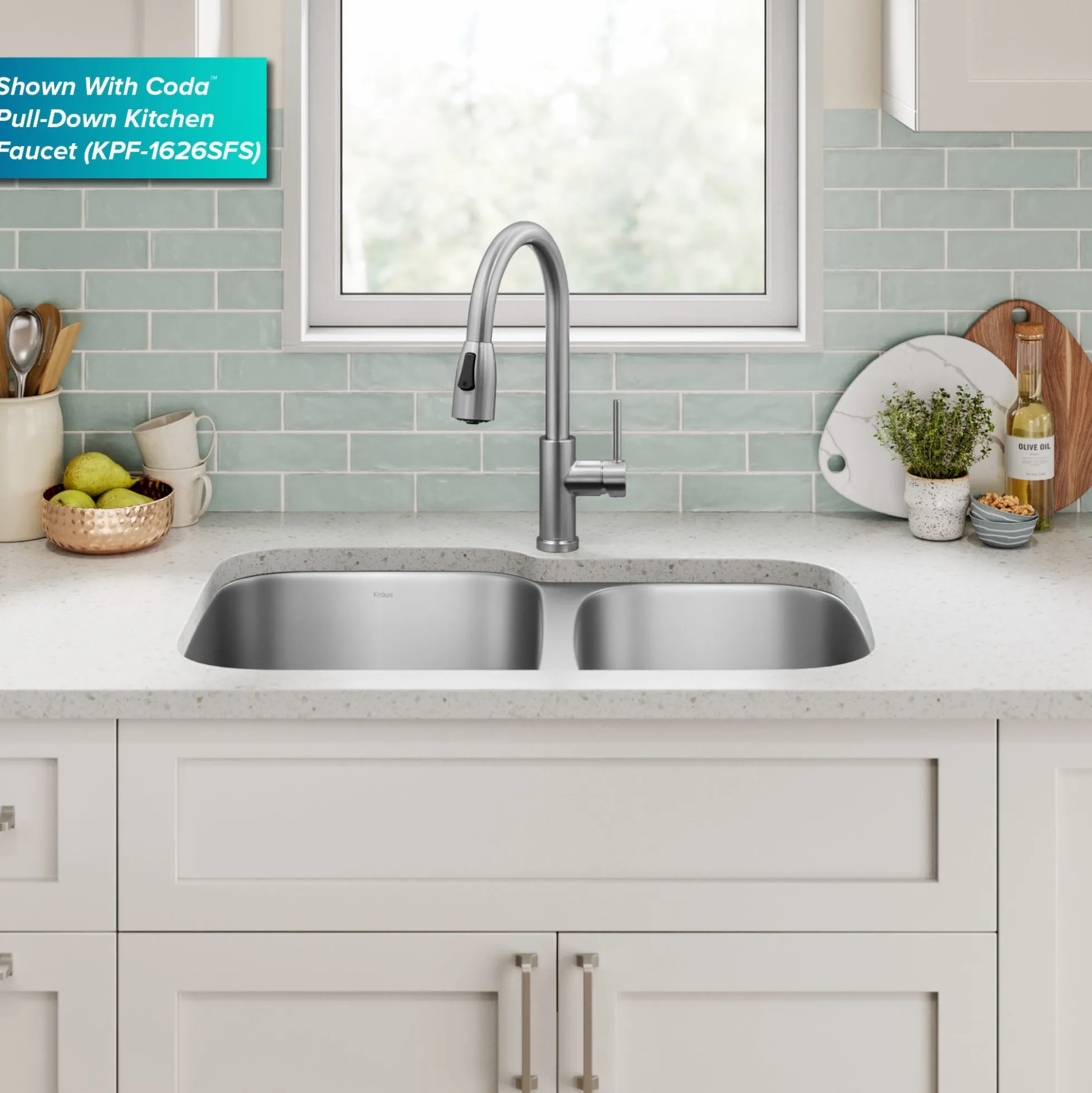 Premier 32” Undermount 60/40 Double Bowl 18-Gauge Stainless Steel Kitchen Sink