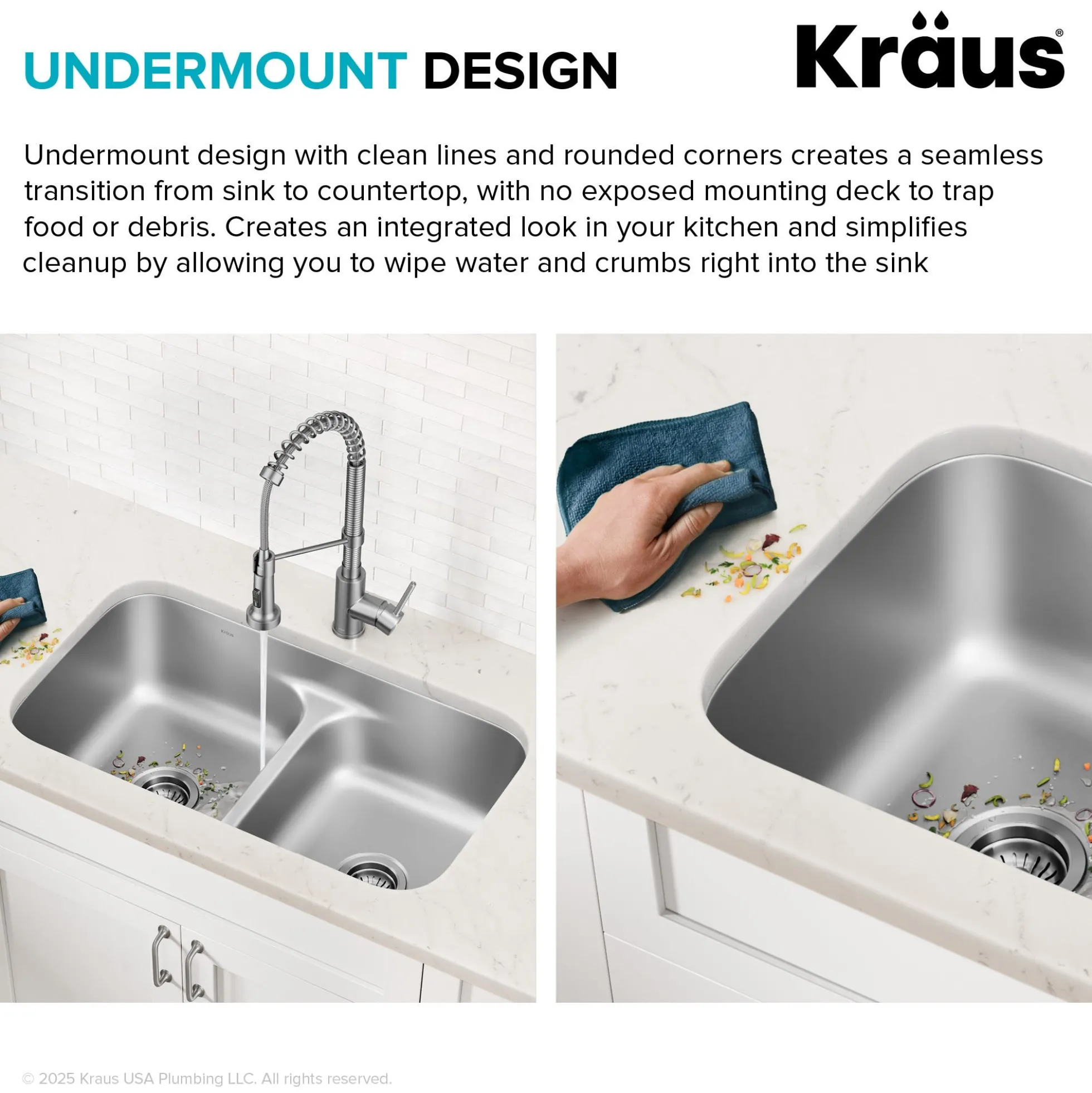 Premier 32” Undermount 60/40 Double Bowl 18-Gauge Stainless Steel Kitchen Sink