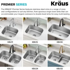 Premier 32” Undermount 50/50 Double Bowl with Low Divider 18-Gauge Stainless Steel Kitchen Sink