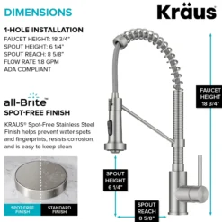 Premier 32” Undermount 50/50 Double Bowl 18-Gauge Stainless Steel Kitchen Sink and Commercial Style Pull Down Faucet in Spot-Free Stainless Steel