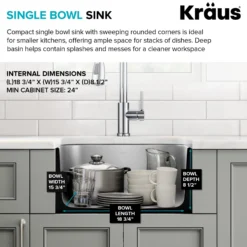 Premier 20” Undermount Single Bowl 18-Gauge Stainless Steel Kitchen Sink